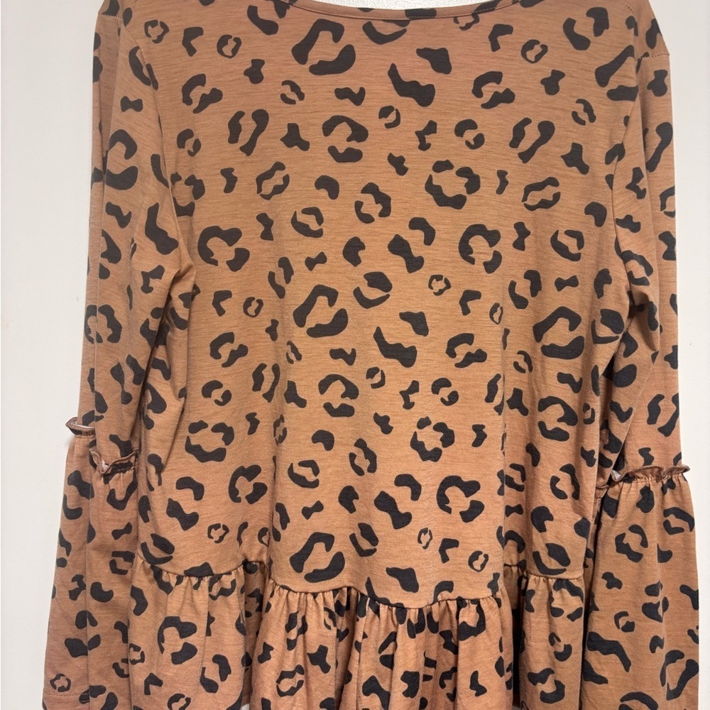 Simply Southern Brown Leopard Print Peplum Blouse - Picture 2 of 6